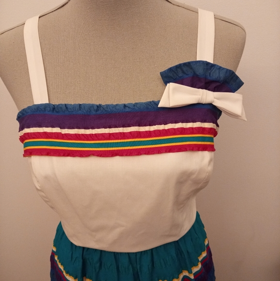 Vintage 80's cotton summer dress size Large - Picture 2 of 8